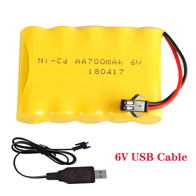 6.0V 700mAh Ni-CD akumulator AA SM2P wtyczka dla stara wersja 11.5 Cal amfibijnych samochodów kaskaderskich z ładowarką USB