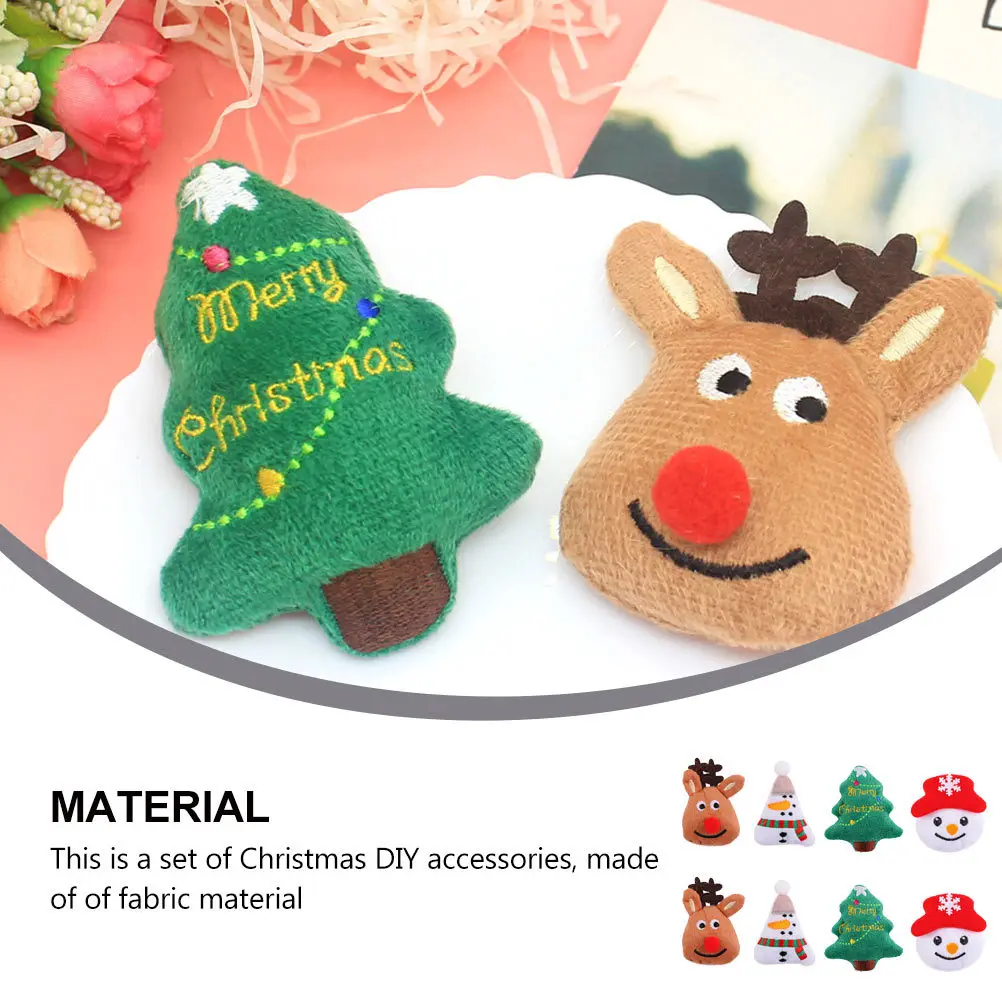 

8Pcs Christmas DIY Accessories Kit Cute Snowman Reindeer Tree Shapes for Headdress Hair Pin Hat Decor Festive Holiday Craft