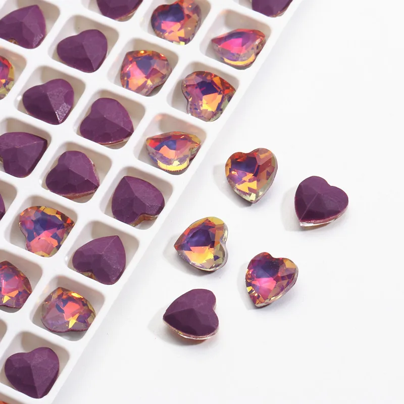 20Pcs Nail Art Rhinestones Colorful Sparkle DIY Heart Shaped Glass Gem Stones For 3D Decals Nail Art Decorations 8x8mm Charms