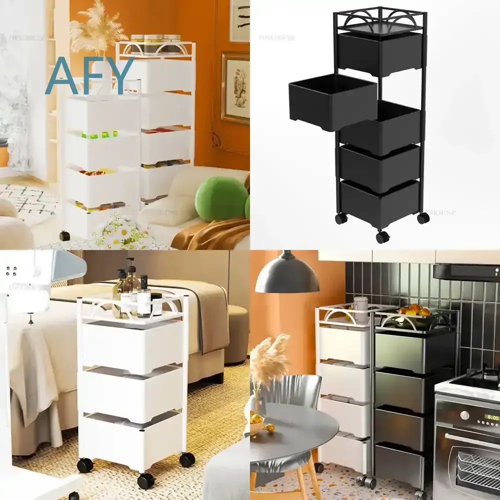 Bathroom Multi-layer Salon Trolley for Living Room Rotating Cart for Beauty Salon Hairdressing Trolleys Multi-functional