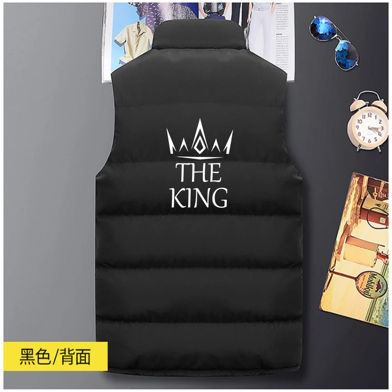 High quality autumn and winter men's fashionable down vest printed sleeveless cotton vest outdoor warm down jacket