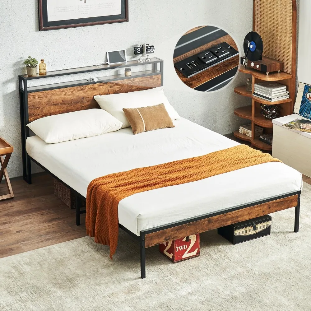 

Virabit Full Bed Frame with Headboard, Bed Frame Full Size with Charging Station, No Box Spring Needed, Easy Assemble, Steady an