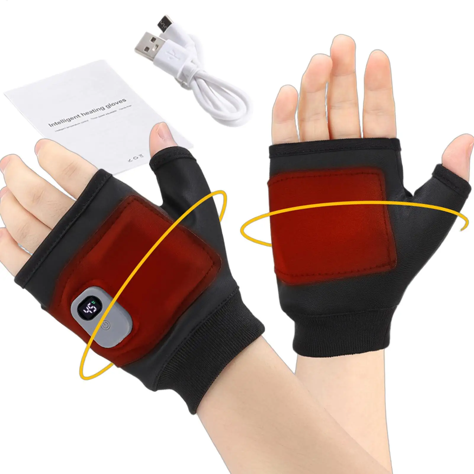 

USB-перчатки с электрическим подогревом для мужчин, мотоциклетные перчатки для работы на открытом воздухе, спортивные велосипедные перчатки без пальцев для вождения, езды на велосипеде