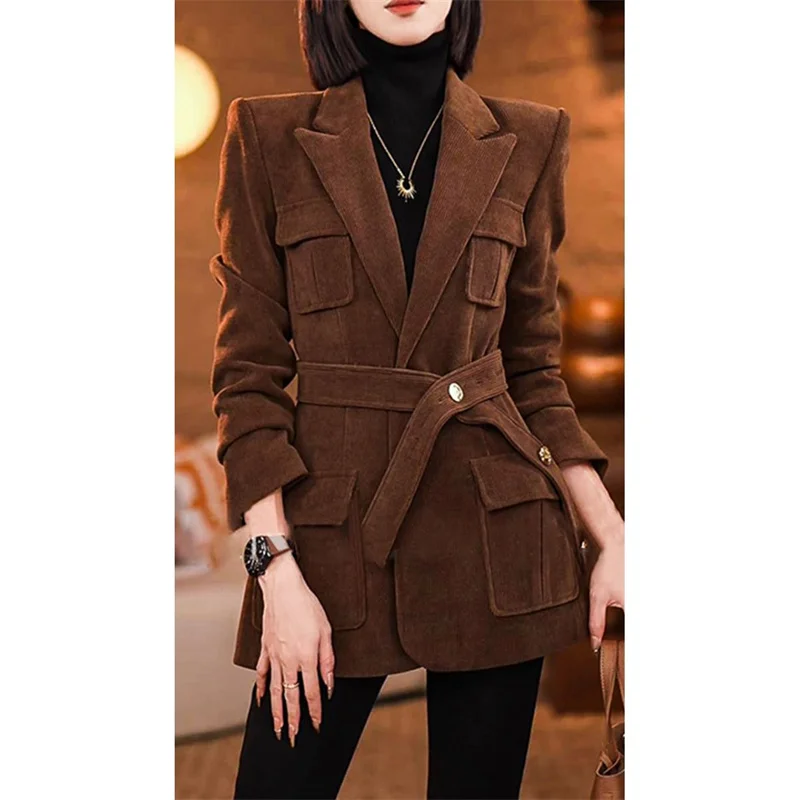 Cold Resistant Maillard Popular Meat Blocking Internet Autumn And Winter Brown Small Fragrant Wind Light Core Velvet Suit Jacket