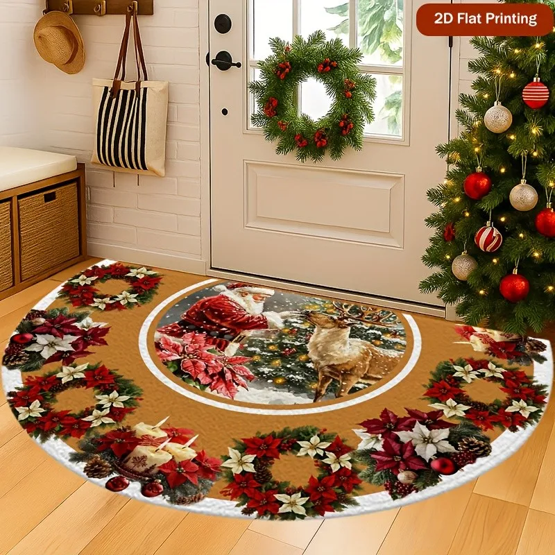 Modern Orange Half Round Doormat Semicircle Solid Color Carpet For Luxury Living Room Bedroom Front Door Welcome Floor Mat New