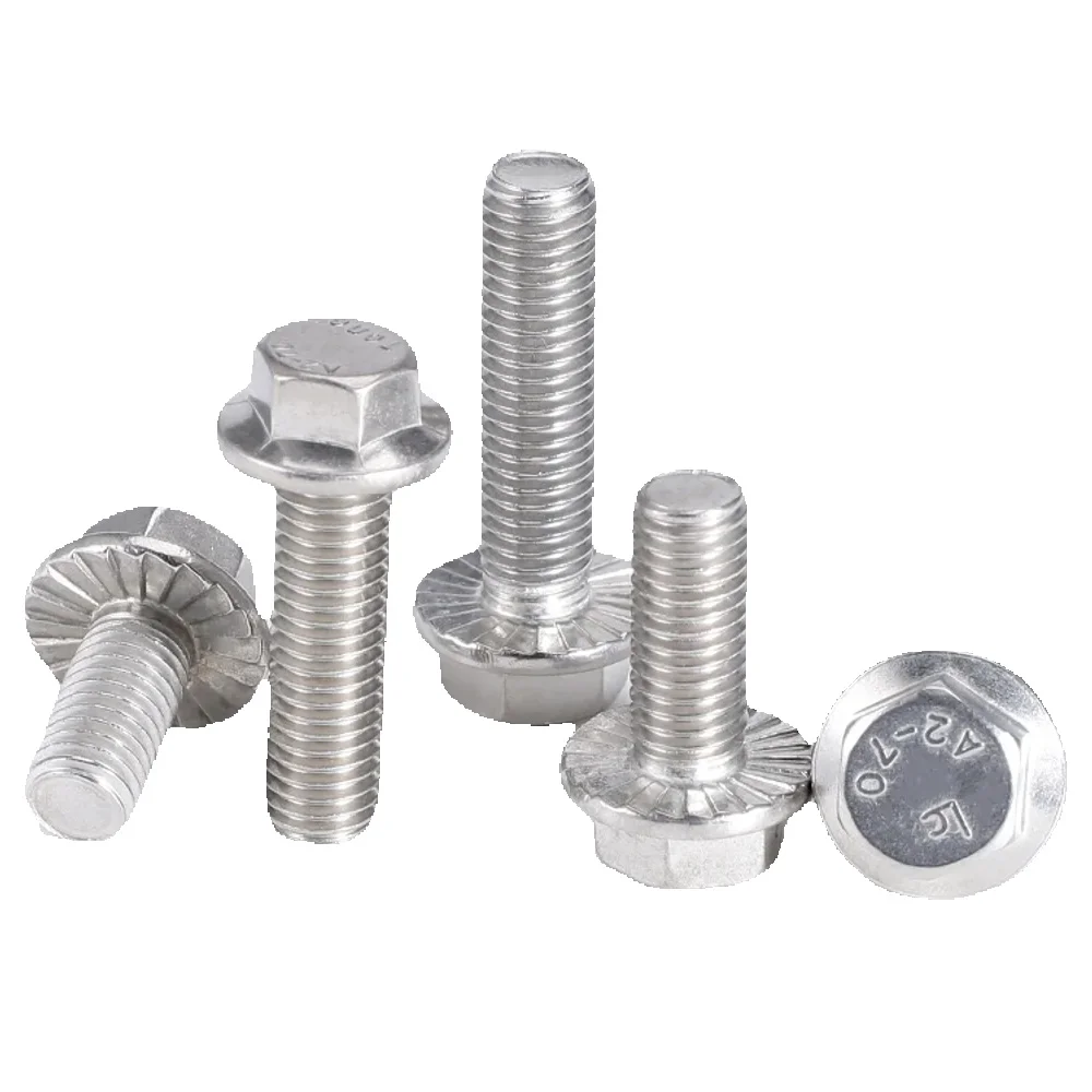 M4 M5 M6 M8 M10 M12 304 A2-70/316 acier inoxydable GB5789 tête hexagonale avec vis à bride dentelée boulon à tête de rondelle hexagonale