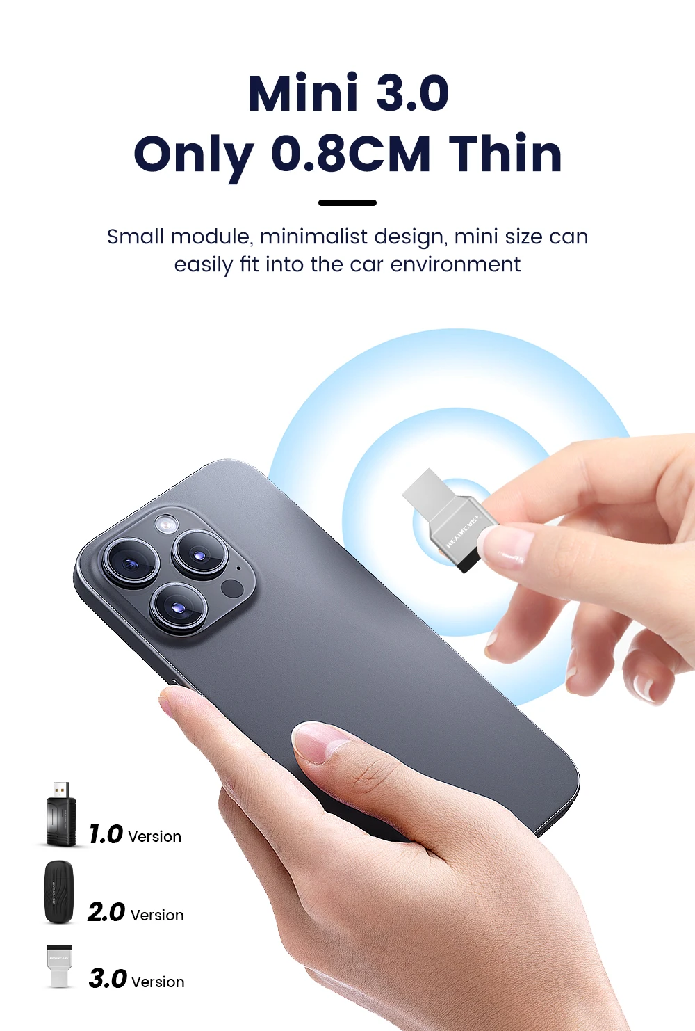 HEYINCAR Neuer 3.0 Mini Wireless Carplay Android Auto Adapter Plug & Play AI Box für VW Toyota Nissan Honda Benz Ford-Mehr – Detail 4