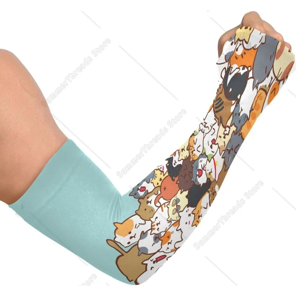 

UV Sun Protection Arm Sleeves with Thumb Hole - Tropical Palm Trees Compression Cooling Arm Cover