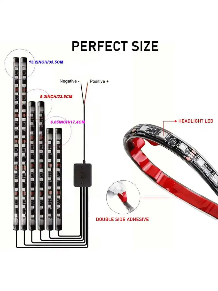 1 Piece - 6 In 1 Motorcycle Cool LED Atmosphere Light Kit, Multi-Color APP/Remote Control, Motorcycle Decorative Lights, Music