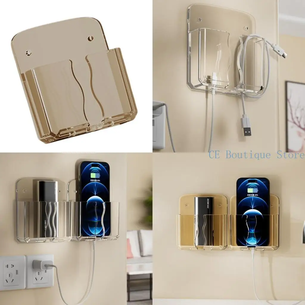 

652F Wall Mounted Phone Holders Stand for Bedroom and Office Use with Charging Access