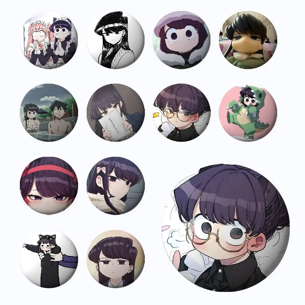 Cute K-Komi-san Badges Tinplate Soft Button Pin Brooch Metal Badge Custom Jewelry Accessories Hat Bag Lapel