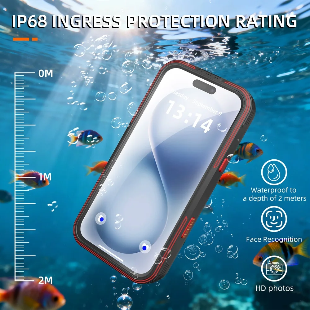 

IP68 Waterproof Case For iPhone 17 Pro Max Air Dustproof Phone Case Underwater Clear Diving Magsafe Protection Magnetic funda