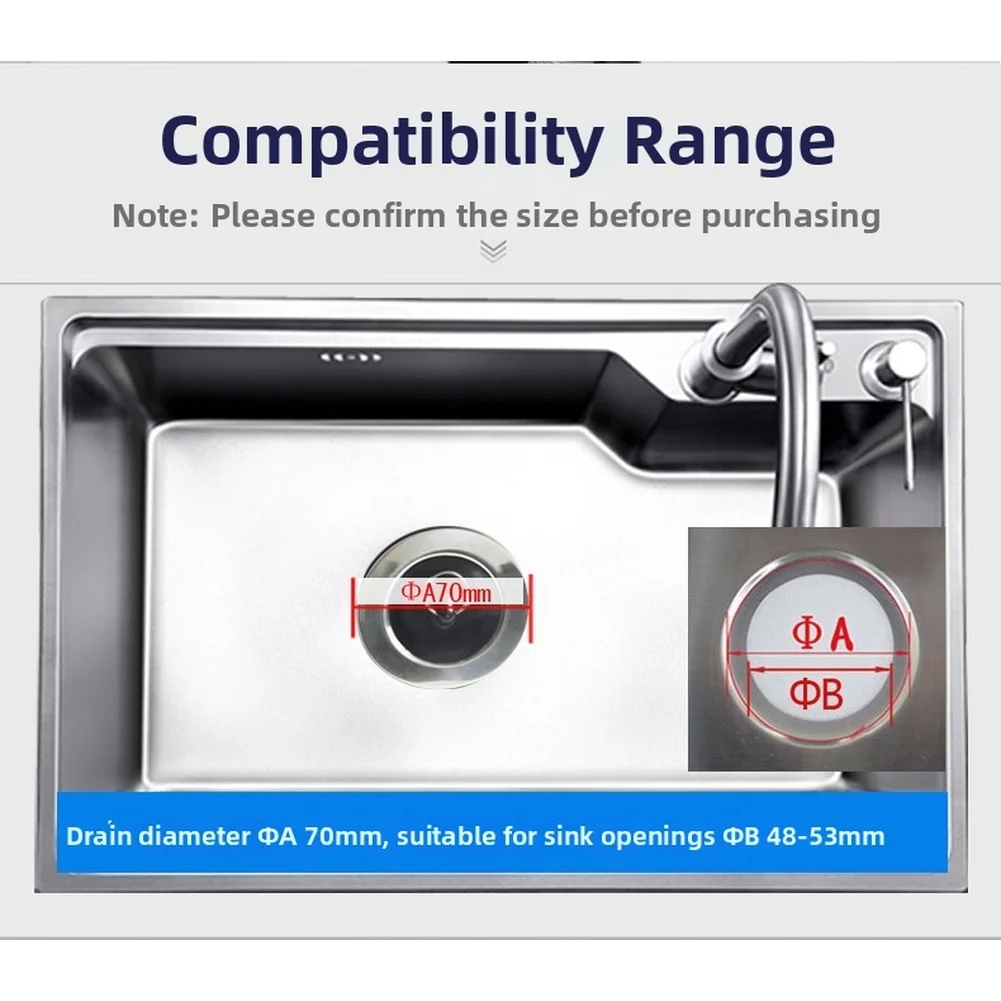 

70mm Kitchen Sink Drain Strainer With S Trap Pipe Anti Smell Stainless Sewer Drainage Retractable Tool For Bathroom Kitchen