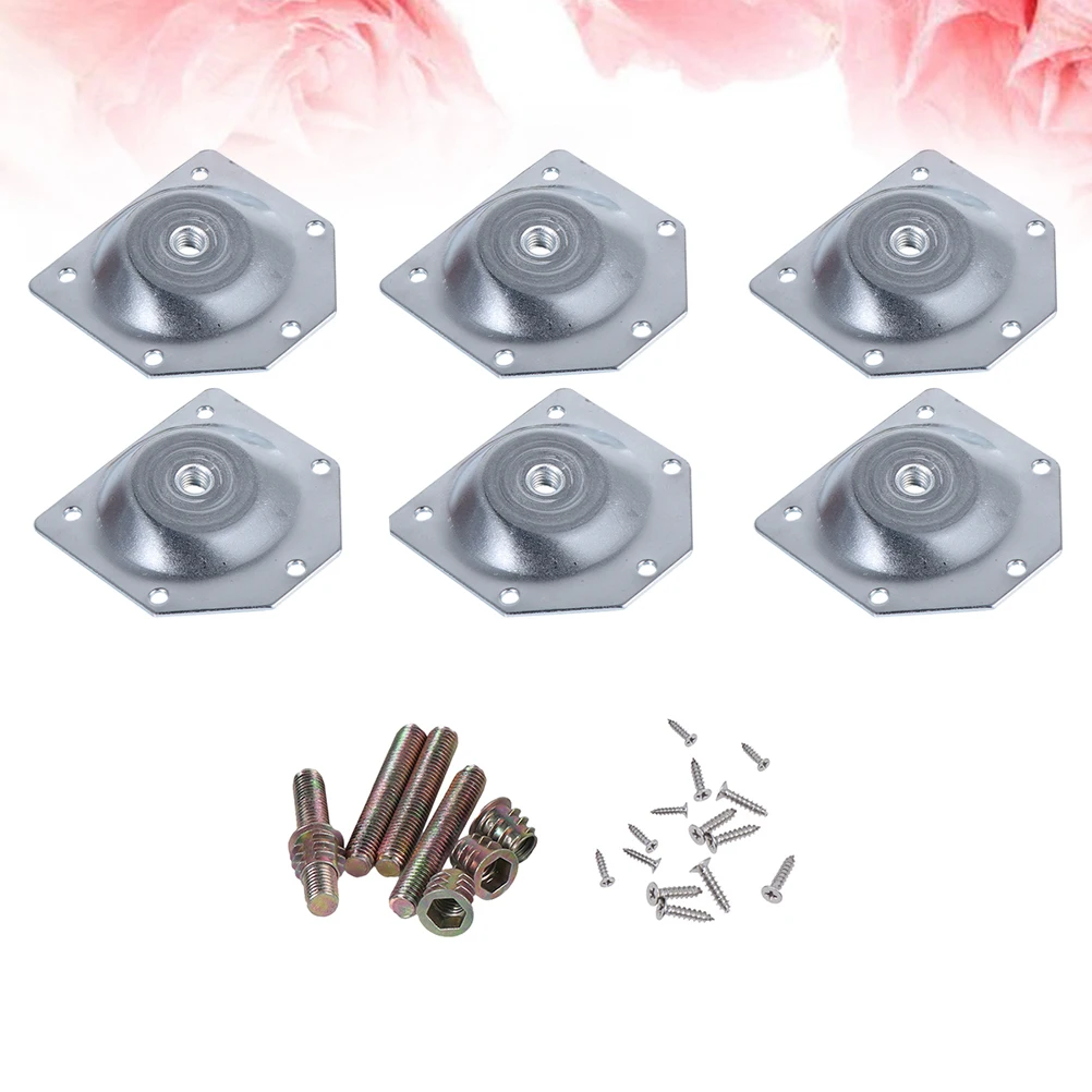 

6 Pcs Nut Set Furniture Mounting Plates Table Leg Connector Iron Plate Desk Legs Gaskets Brackets Practical