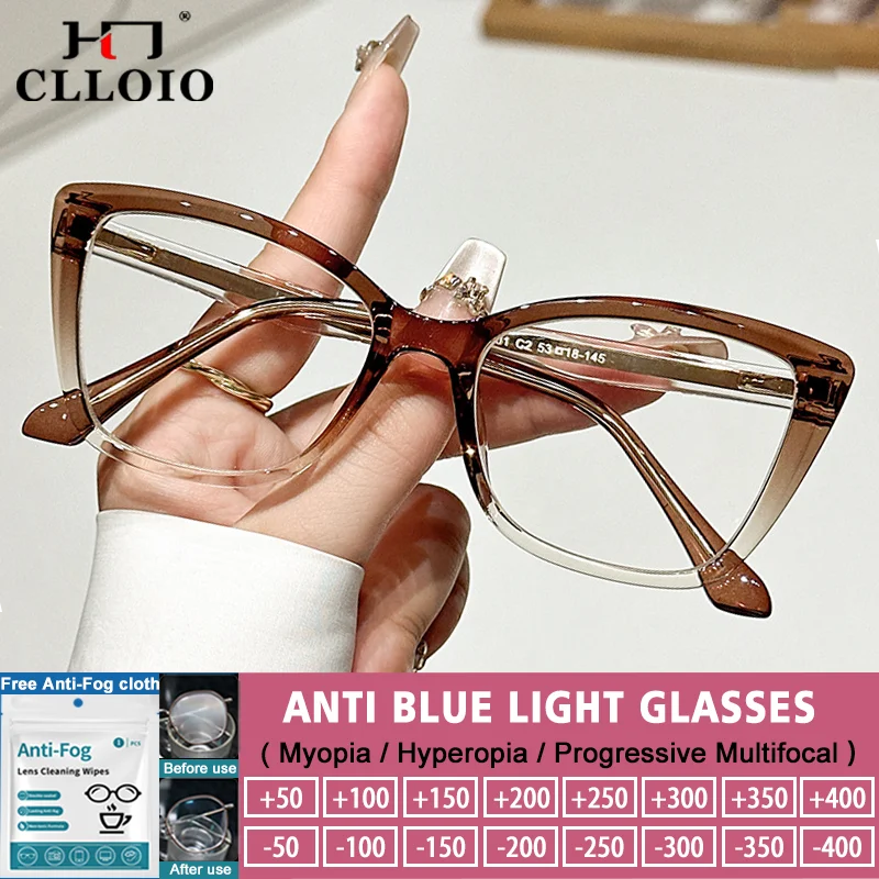 

CLLOIO New Simple Design Fashion Butterfly Frame Lady Myopia Glasses WomenAnti Blue Light Reading Prescription Computer Eyeware