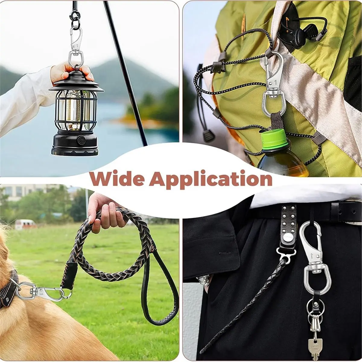 

Комплект из 4 поворотных карабинов, сверхпрочный поворотный крючок 3,5 дюйма для веревки для флагштока, поводка для собак, брелоков, веревок для лодок