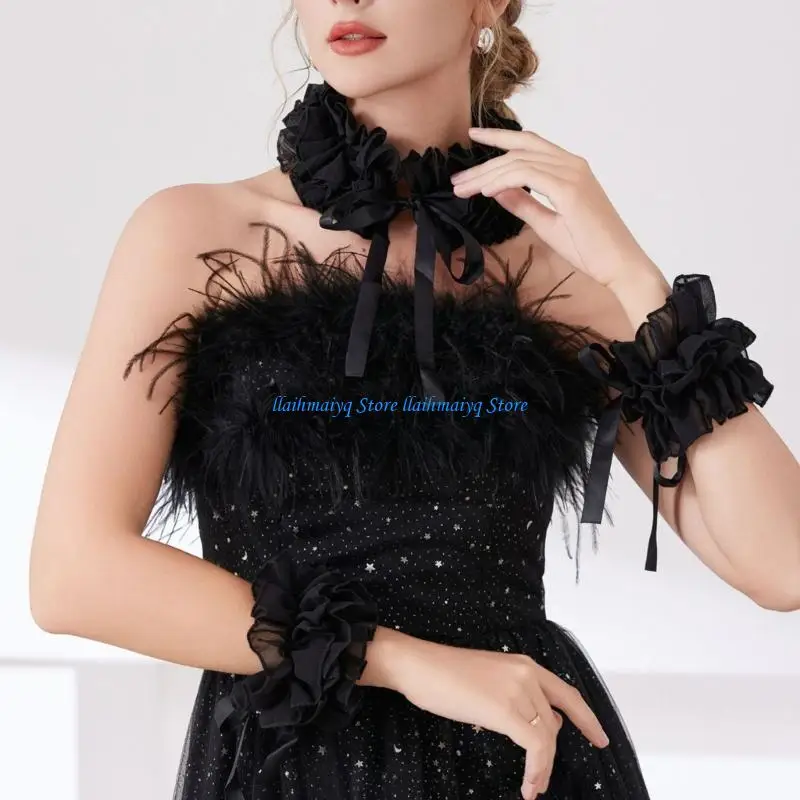 573B Elegant Detachable And Cuffs Set Wrinkle Resistant Polyester For Wear