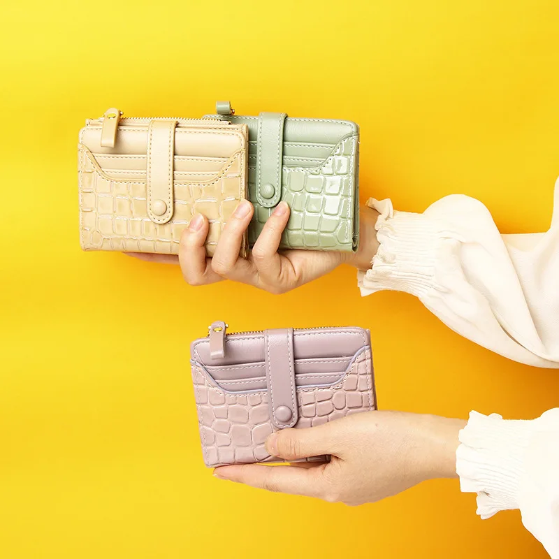 กระเป๋าใส่บัตรสั้นสำหรับผู้หญิงที่เรียบง่ายและทันสมัย, กระเป๋าใส่บัตรหนัง PU แบบหลายช่อง, กระเป๋าใส่บัตรเครดิตสำหรับผู้หญิง