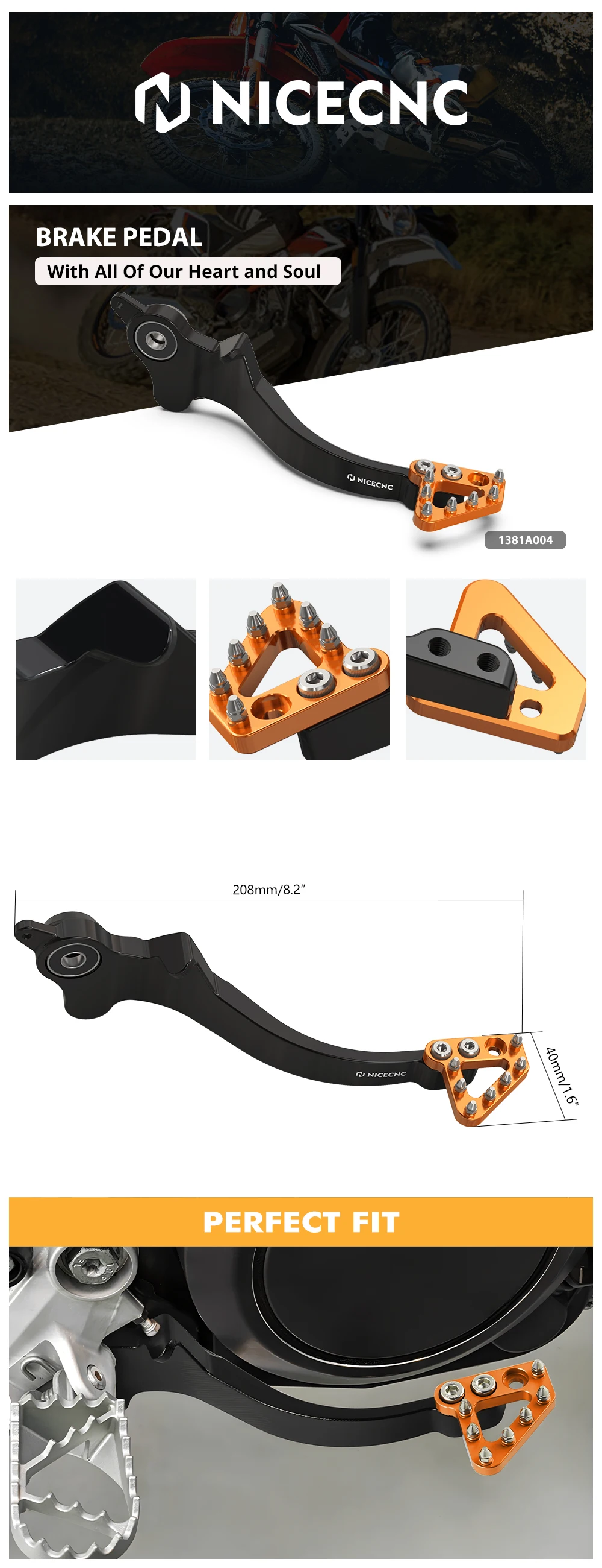 NICECNC Bremspedalhebel für KTM 690 Enduro R 690 SMC R 2011–2018 2017 2016 Husqvarna 701 Enduro Supermoto 2019 2018 2017 2016 – Detail 8