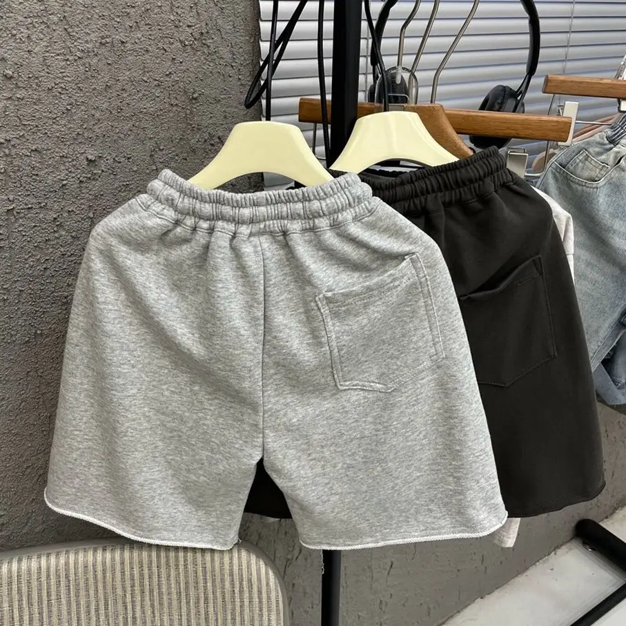 2025 Summer Children\'s New Korean Style Elastic Waisted Ripped Pants Handsome Boys\' Versatile Loose Wide Leg Pant Shorts