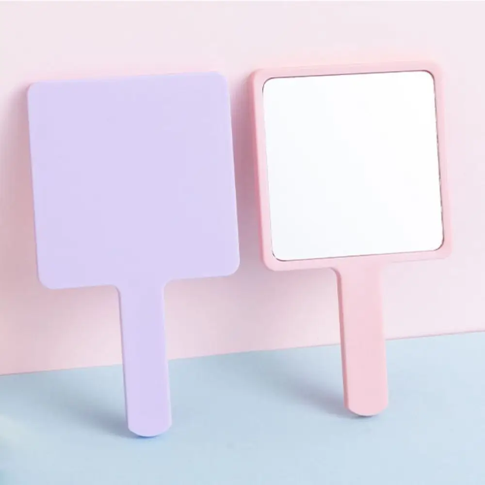 Vanity Mirror with Handle Handheld SPA Salon Makeup Mirror Cosmetic Mirror Square Makeup Mirror Handle Hand Mirror