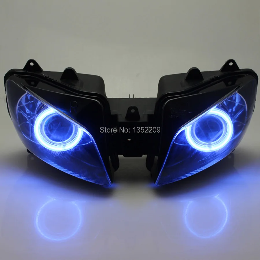 Motorcycle Headlight HID Projector Headlight Assembly Blue Angel Eyes LED Headlamp For Yamaha YZF R1 2002-2003 luces para moto