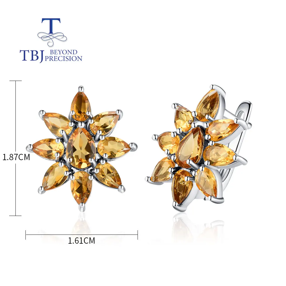 TBJ,New Luxury Natural citrine gemstone Earrings 925 sterling silver fashion design women's anniversary gift