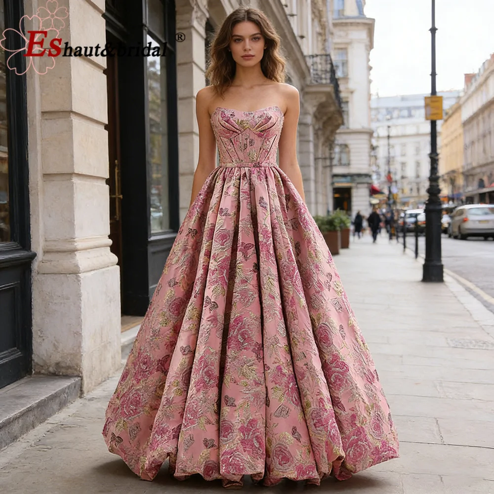 Elegant Aline Floral Satin Evening Princess Dress Strapless Lace Up Quinceanera Formal Prom Wedding Party Gown Customized 2026