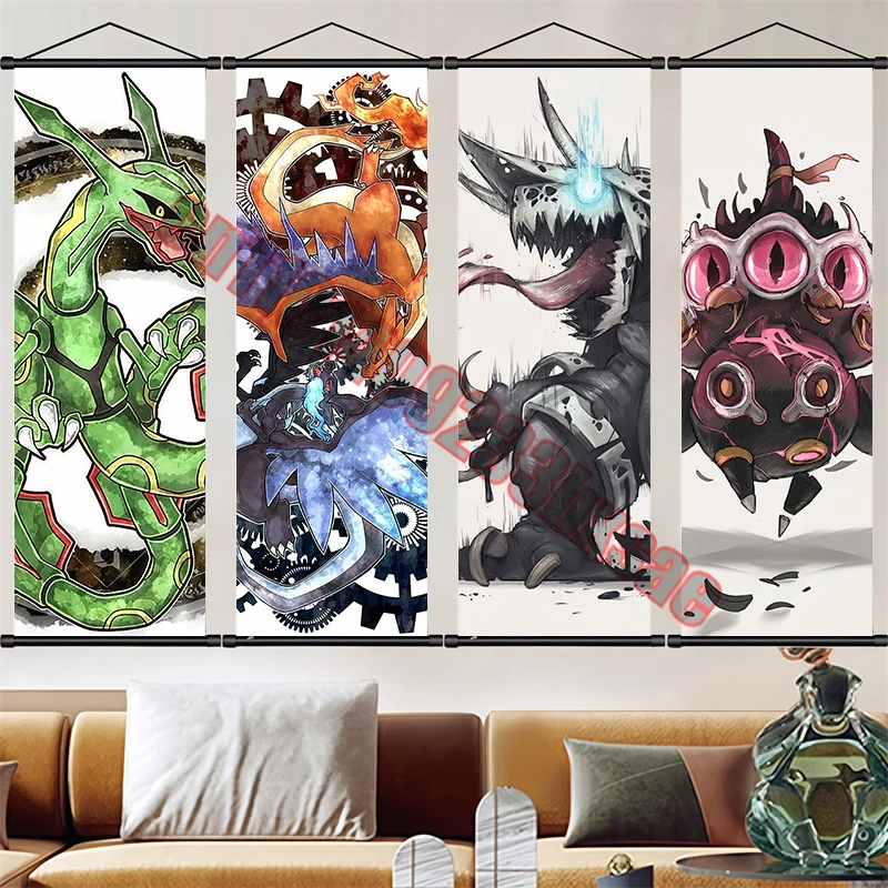 

Japanese Classic Cartoon Anime Pokemon Charizard High Quality Art Scroll Painting Suitable for Bedroom Living Room Decoration