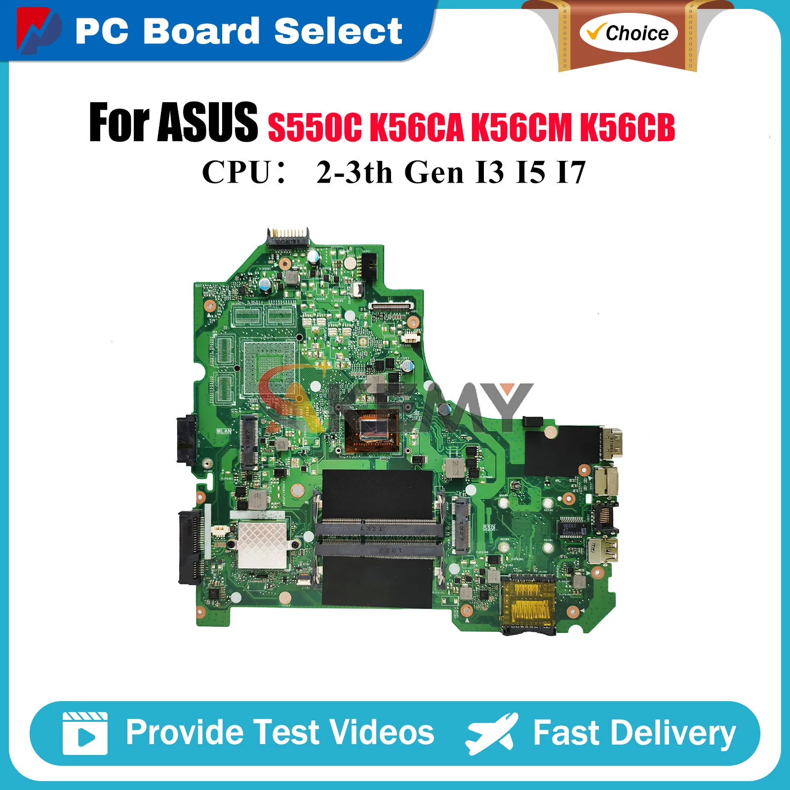 

K56CA Laptop Motherboard For ASUS K56CA K56C K56CM K56CB S550C Notebook Mainboard With I3 I5 I7 CPU 100% tests OK fast shipping