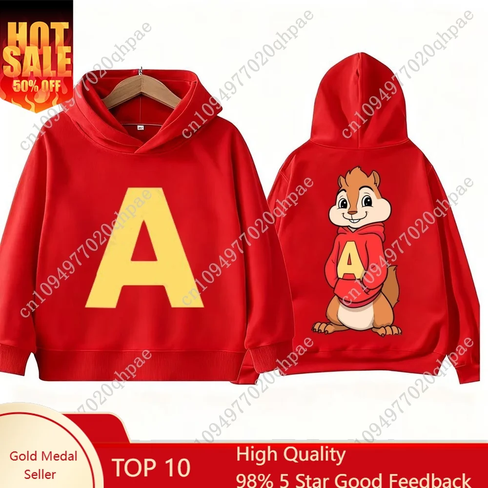

Cartoon Hoodies Alvin and The Chipmunks Green and Red Children's Hoodies Movie Promotion Animation Long Sleeve Hoodies