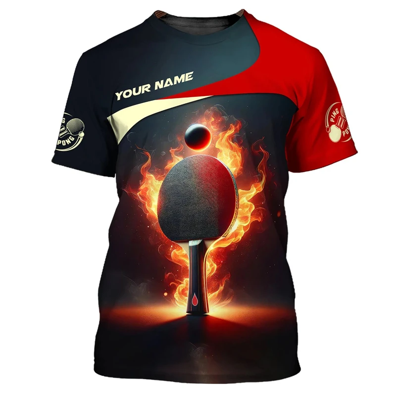 Fashion Ping Pong Graphic T Shirts For Men Summer Casual Short Sleeve Custom Name 3D Print Sports T-shirts Loose Breathable Tees