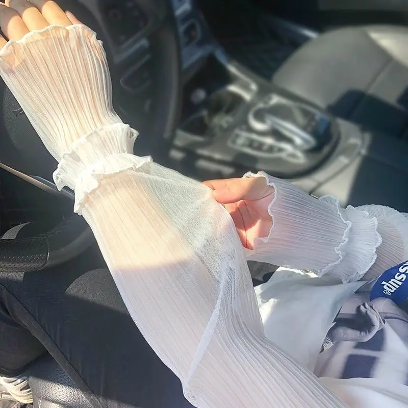 Summer Long Fingerless Glove Women Sun Protection Anti-UV Ice Silk Summer Fashion Lady Gauze Sun Protection Sleeves Glove Unisex