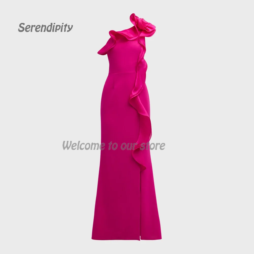 Serendipity Satin Evening Dress فساتين سهرة A-Line Elegant One-Shoulder Ruffles Cocktail Party Prom Gown For Sexy Women 2024