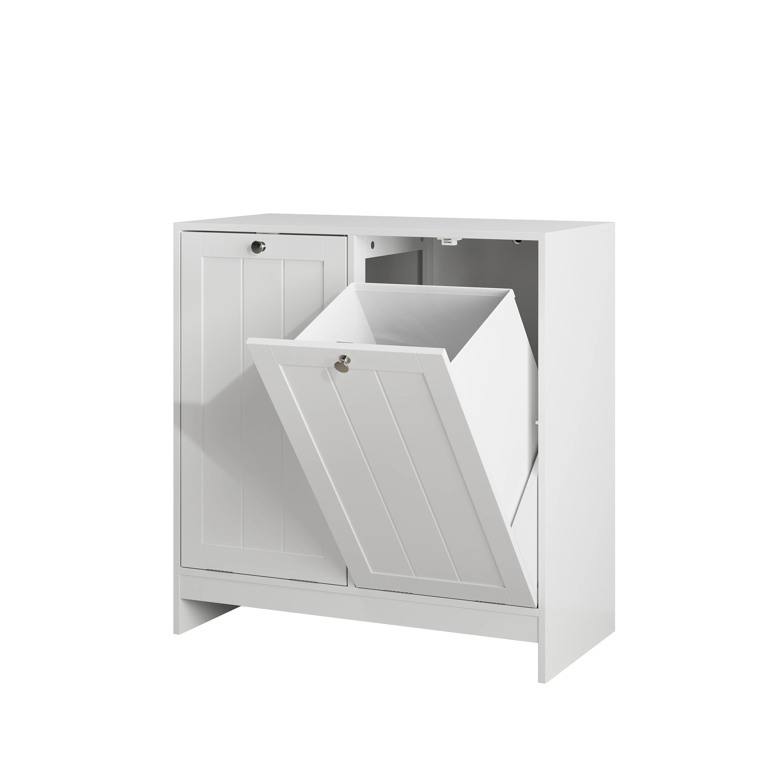 Laundry Hamper Cabinet Pull Out Canvas,Bag Washing Machine Storage,MDF for Bathroom Washroom,Hotel Hospital Living Room