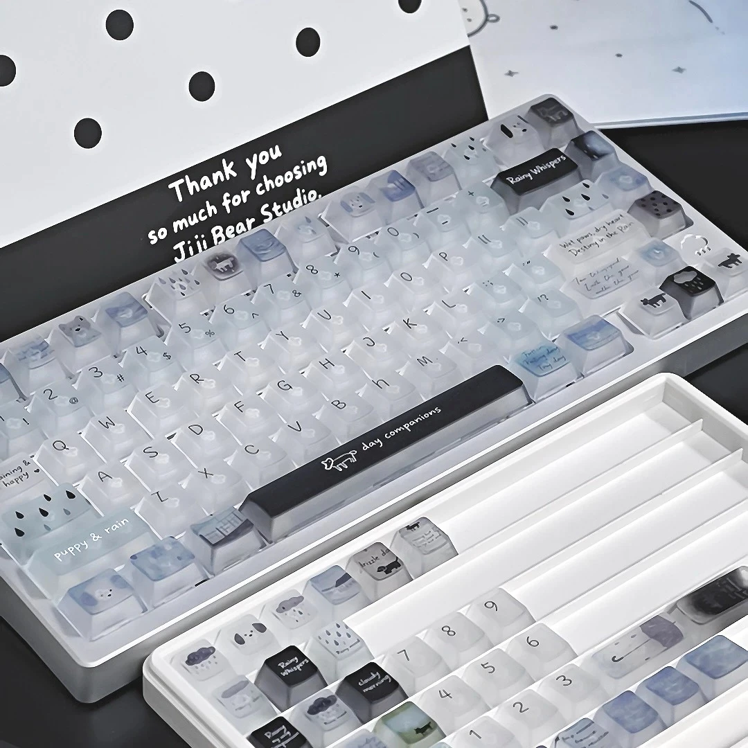 MAIMOOO Keycaps for Dogs on Rainy Days PC Material Cherry 119pcs Matte Cute and Versatile Translucent Keyboard Keycaps