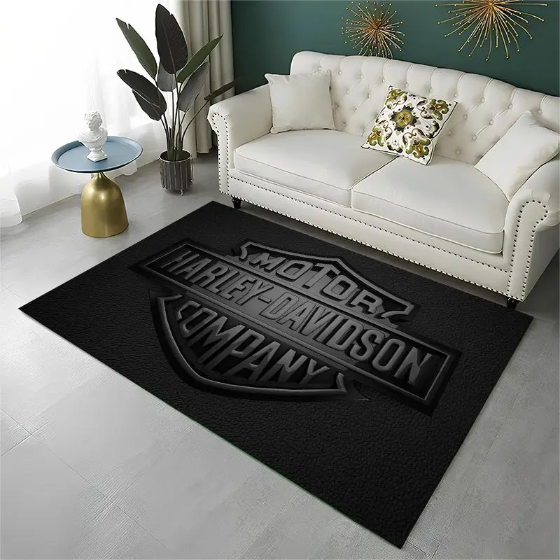 Retro H-Harleys Racing Moto Non-Slip Area Rug for Living Room,Bedroom,Playroom,Soft Carpet Floor Mat Home Decor Rug Kids Room