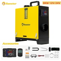 Sunster12V 24V 8KW Diesel Air Heater with LCD Control night heater All-in-One with Remote Control Parking Air heater for Car RV