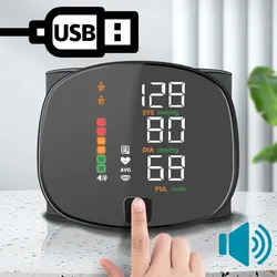 Rechargeable Wrist Sphygmomanometer Blood Pressure Monitor Medical English Voice Digitlal Tensiometro Health Tonometer