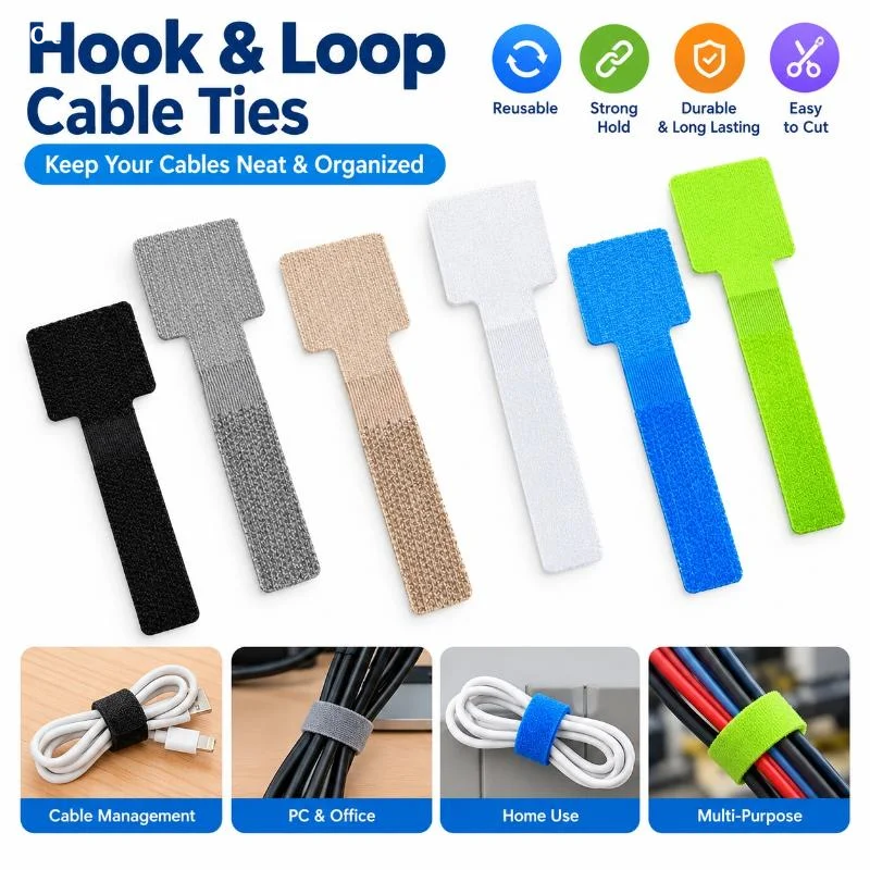 10/30/50Pcs Ties Fastening Wire Reusable Cable Organizer Cord Rope Holder Self Adhesive Adjustable  Straps Desk Ma