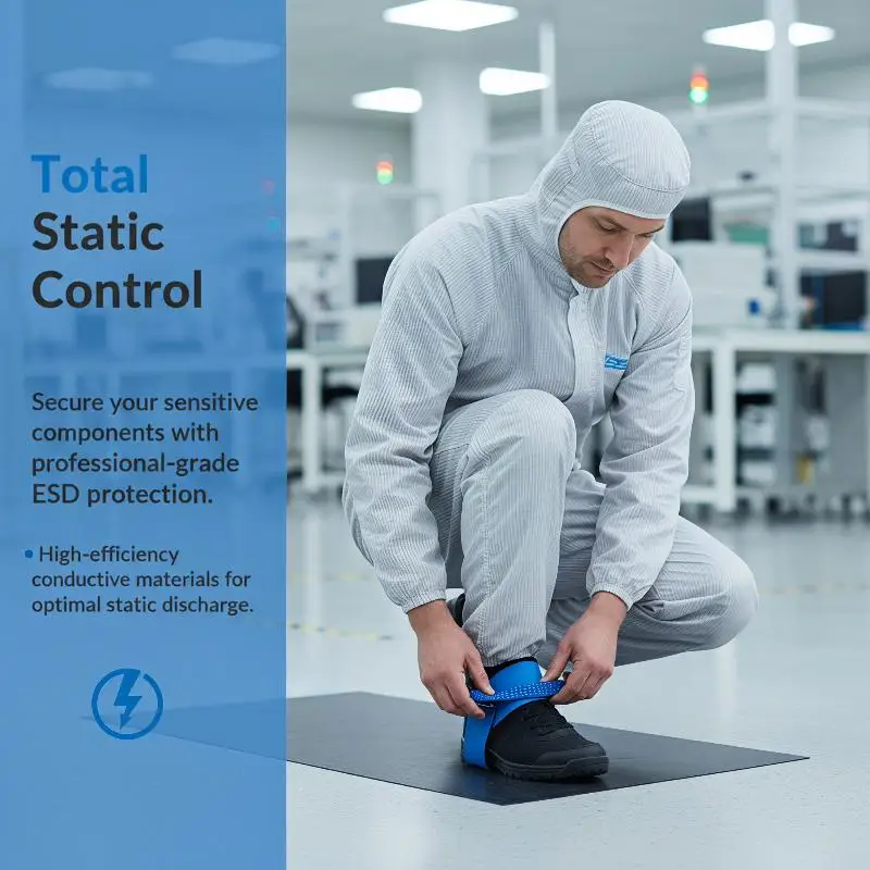 Anti Static ESD Non-slip Heel Foot Strap Adjustable Ground Discharge Tool for Circuit Board Repair Work
