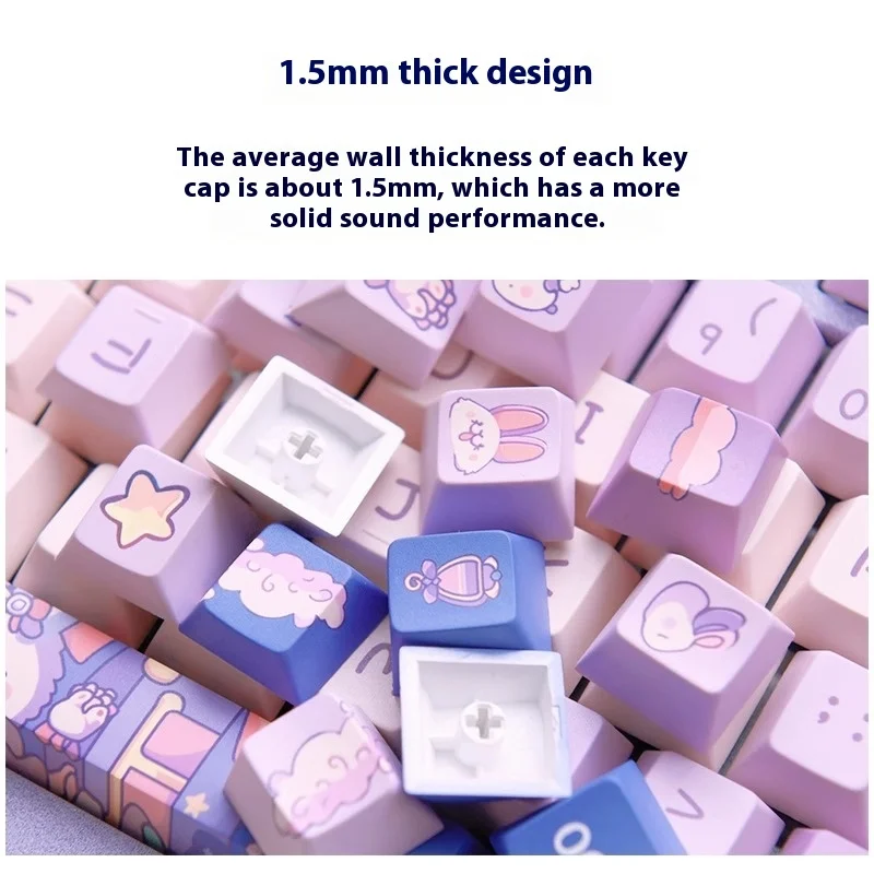 Ajazz Sheepish Rabbit Body Keycaps Iso Mac Koa Dot Pbt Keycaps For Hi75 Hi98 Magnetic 60 Mechanical Keyboard Gaming Keycaps