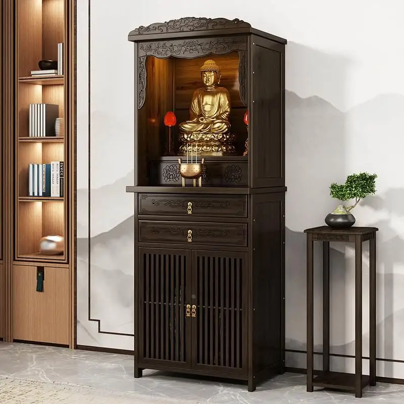 New Chinese vertical cabinet Buddhist niche non-solid wood Buddhist platform household incense case God of Wealth table living