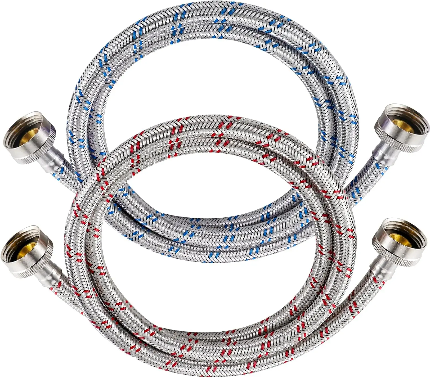 

Шланги для стиральных машин из нержавеющей стали, 4 фута, 2 штуки, устойчивые к разрывам, для горячей и холодной воды, со стандартным фитингом 3/4 дюйма