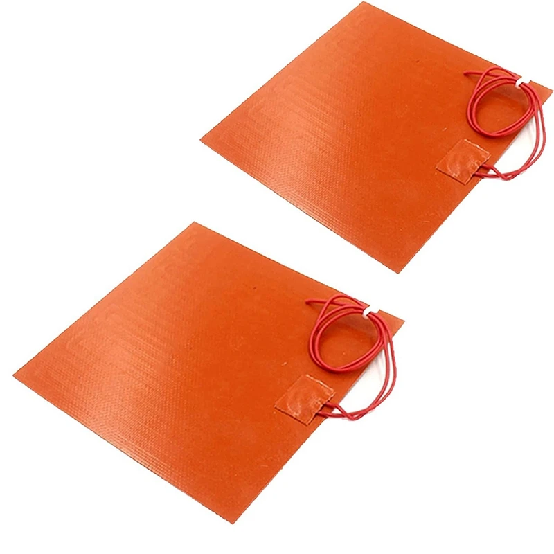 2 Piece Silicone Rubber Heating Pad Heating Baking Mats 12V 30W 200℃ Max (100X100mm)