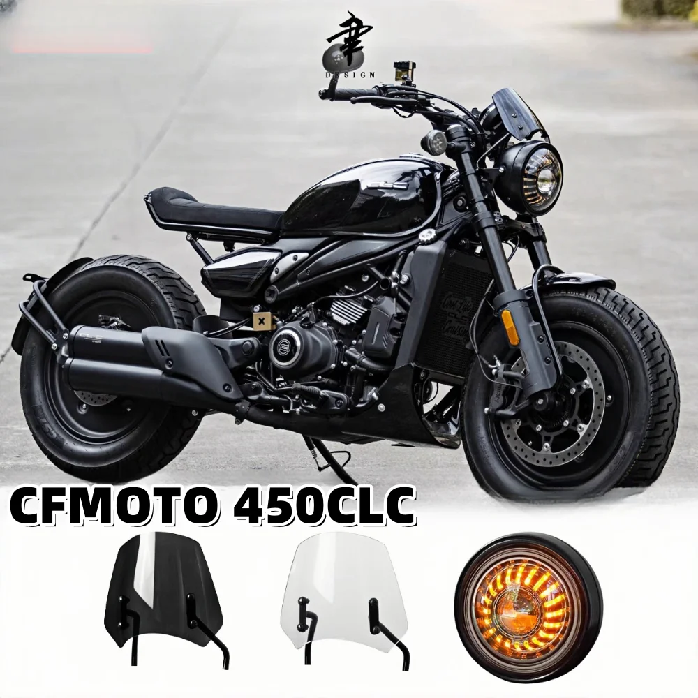 Cfmoto 450Clc Modified Chrysanthemum Headlights, Super Bright Daytime Running Lights, 7Inch Round Headlights, Front Windshield