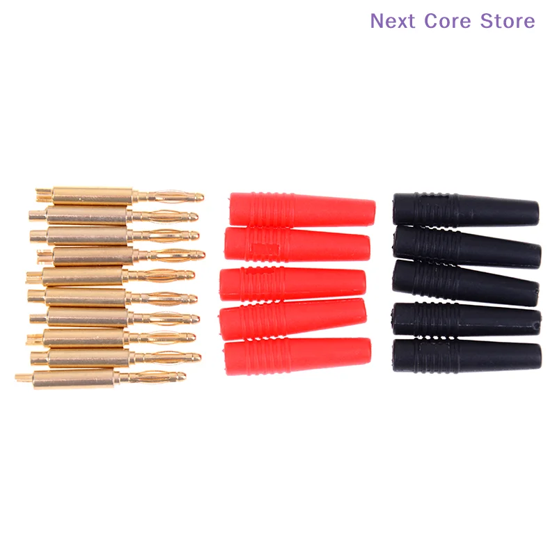 [NC]10Pcs Random 2mm Wire Cord Solder Type Banana Plug Jack Connector Gold Plated[NC]