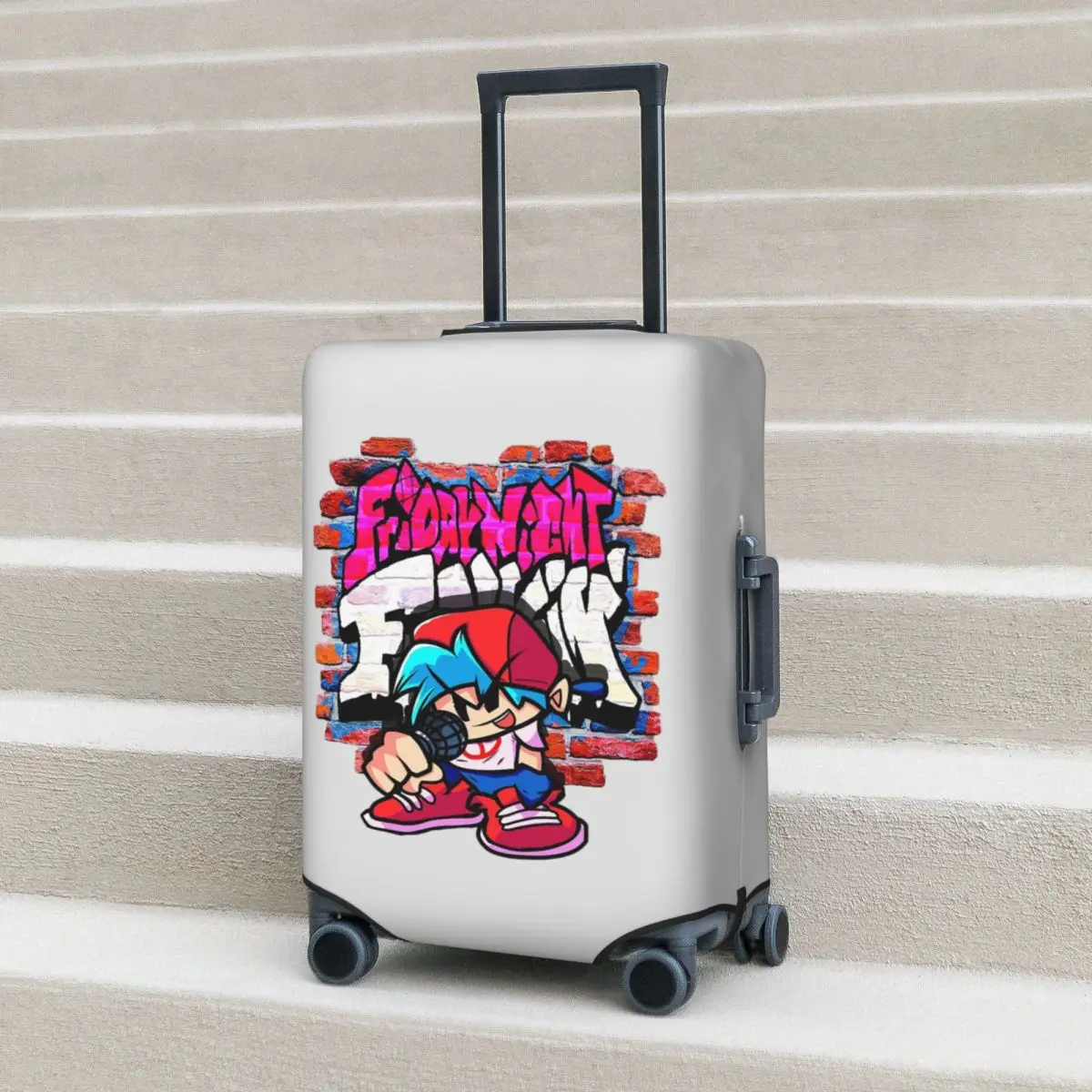 

BoyFriend FNF. Brick Wall Suitcase Cover Protection Elastic Travel Luggage Protector Covers for 18-32 Inch