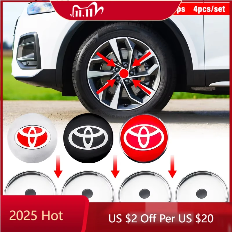 

Для Toyota 2026 новые колпаки ступиц, 4 шт., 60 мм, центральная крышка ступицы колеса автомобиля, наклейки с эмблемой для Toyota Prado Rav4 Yaris Hilux Pri