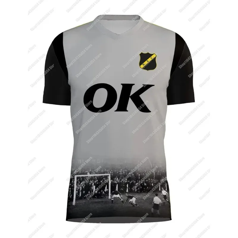 قميص Voetbalshirt Voor Heren En Dames NAC Breda Tshirt Met Korte Mouwen Ok Print Ronde Hals Los Ademend Trainings-تي شيرت #3